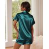 image:imageEkouaer Pajamas for Women Set Silk Satin Pjs Button Down Sleepwear Summer Loungewear Top and Shorts Lounge Set SXXLNewdark Green