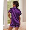 image:imageEkouaer Pajamas for Women Set Silk Satin Pjs Button Down Sleepwear Summer Loungewear Top and Shorts Lounge Set SXXLNewpurple