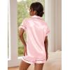 image:imageEkouaer Pajamas for Women Set Silk Satin Pjs Button Down Sleepwear Summer Loungewear Top and Shorts Lounge Set SXXLPink