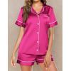 image:imageEkouaer Pajamas for Women Set Silk Satin Pjs Button Down Sleepwear Summer Loungewear Top and Shorts Lounge Set SXXLRose