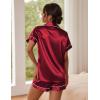 image:imageEkouaer Pajamas for Women Set Silk Satin Pjs Button Down Sleepwear Summer Loungewear Top and Shorts Lounge Set SXXLWine