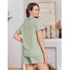 image:imageEkouaer Pajamas for Women Sets Cute Pjs Button Down 2 Piece Short Sleeve Ruffle Lounge Set SleepwearAqua Green