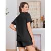 image:imageEkouaer Pajamas for Women Sets Cute Pjs Button Down 2 Piece Short Sleeve Ruffle Lounge Set SleepwearBlack