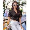 image:imageEkouaer Pajamas for Women Sets Cute Pjs Button Down 2 Piece Short Sleeve Ruffle Lounge Set SleepwearBlack Heart