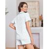 image:imageEkouaer Pajamas for Women Sets Cute Pjs Button Down 2 Piece Short Sleeve Ruffle Lounge Set SleepwearBlue Floral