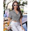image:imageEkouaer Pajamas for Women Sets Cute Pjs Button Down 2 Piece Short Sleeve Ruffle Lounge Set SleepwearGrey Bow