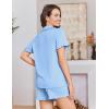 image:imageEkouaer Pajamas for Women Sets Cute Pjs Button Down 2 Piece Short Sleeve Ruffle Lounge Set SleepwearLight Blue
