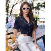 image:imageEkouaer Pajamas for Women Sets Cute Pjs Button Down 2 Piece Short Sleeve Ruffle Lounge Set SleepwearNavy Floral
