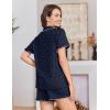 image:imageEkouaer Pajamas for Women Sets Cute Pjs Button Down 2 Piece Short Sleeve Ruffle Lounge Set SleepwearNavy Floral