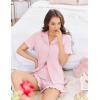 image:imageEkouaer Pajamas for Women Sets Cute Pjs Button Down 2 Piece Short Sleeve Ruffle Lounge Set SleepwearPink