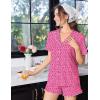 image:imageEkouaer Pajamas for Women Sets Cute Pjs Button Down 2 Piece Short Sleeve Ruffle Lounge Set SleepwearPink Leopard