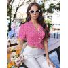 image:imageEkouaer Pajamas for Women Sets Cute Pjs Button Down 2 Piece Short Sleeve Ruffle Lounge Set SleepwearPink Leopard