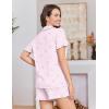 image:imageEkouaer Pajamas for Women Sets Cute Pjs Button Down 2 Piece Short Sleeve Ruffle Lounge Set SleepwearStrip Pink Bow