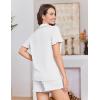 image:imageEkouaer Pajamas for Women Sets Cute Pjs Button Down 2 Piece Short Sleeve Ruffle Lounge Set SleepwearWhite