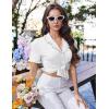 image:imageEkouaer Pajamas for Women Sets Cute Pjs Button Down 2 Piece Short Sleeve Ruffle Lounge Set SleepwearWhite