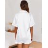 image:imageEkouaer Satin Pajama Set for Women Button Down Silk 2 Piece Pj Sets Ruffle Short Sleeve SleepwearAwhite