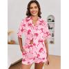 image:imageEkouaer Satin Pajama Set for Women Button Down Silk 2 Piece Pj Sets Ruffle Short Sleeve SleepwearBow