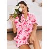 image:imageEkouaer Satin Pajama Set for Women Button Down Silk 2 Piece Pj Sets Ruffle Short Sleeve SleepwearBow