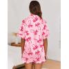image:imageEkouaer Satin Pajama Set for Women Button Down Silk 2 Piece Pj Sets Ruffle Short Sleeve SleepwearBow