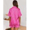 image:imageEkouaer Satin Pajama Set for Women Button Down Silk 2 Piece Pj Sets Ruffle Short Sleeve SleepwearHot Pink Leopard