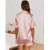 image:imageEkouaer Satin Pajama Set for Women Button Down Silk 2 Piece Pj Sets Ruffle Short Sleeve SleepwearLotus Pink