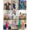 image:imageEkouaer Satin Pajama Set for Women Button Down Silk 2 Piece Pj Sets Ruffle Short Sleeve SleepwearLotus Pink