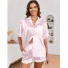 image:imageEkouaer Satin Pajama Set for Women Button Down Silk 2 Piece Pj Sets Ruffle Short Sleeve SleepwearPink Leopard