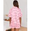 image:imageEkouaer Satin Pajama Set for Women Button Down Silk 2 Piece Pj Sets Ruffle Short Sleeve SleepwearPink Love
