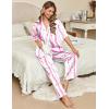 image:imageEkouaer Silk Satin Pajamas Set Women Short Sleeve Pj Sets Button Down Sleepwear 2 Piece Soft Loungewear SXXLPink Stripes