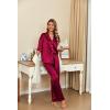 image:imageEkouaer Silk Satin Pajamas Set Women Short Sleeve Pj Sets Button Down Sleepwear 2 Piece Soft Loungewear SXXLWine Red