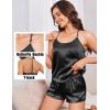 image:imageEkouaer Silk Satin Pajamas Set for Women Tback Lingerie Pjs Cami Top and Shorts Sleepwear Gift for Honeymoon PartyBlack