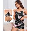 image:imageEkouaer Silk Satin Pajamas Set for Women Tback Lingerie Pjs Cami Top and Shorts Sleepwear Gift for Honeymoon PartyBlack Pink Flower