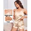 image:imageEkouaer Silk Satin Pajamas Set for Women Tback Lingerie Pjs Cami Top and Shorts Sleepwear Gift for Honeymoon PartyChampagne