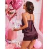 image:imageEkouaer Silk Satin Pajamas Set for Women Tback Lingerie Pjs Cami Top and Shorts Sleepwear Gift for Honeymoon PartyDark Red