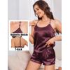image:imageEkouaer Silk Satin Pajamas Set for Women Tback Lingerie Pjs Cami Top and Shorts Sleepwear Gift for Honeymoon PartyDark Red