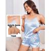 image:imageEkouaer Silk Satin Pajamas Set for Women Tback Lingerie Pjs Cami Top and Shorts Sleepwear Gift for Honeymoon PartyLight Blue