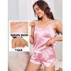 image:imageEkouaer Silk Satin Pajamas Set for Women Tback Lingerie Pjs Cami Top and Shorts Sleepwear Gift for Honeymoon PartyLight Pink