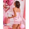 image:imageEkouaer Silk Satin Pajamas Set for Women Tback Lingerie Pjs Cami Top and Shorts Sleepwear Gift for Honeymoon PartyLight Pink