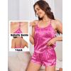 image:imageEkouaer Silk Satin Pajamas Set for Women Tback Lingerie Pjs Cami Top and Shorts Sleepwear Gift for Honeymoon PartyPink Leopard