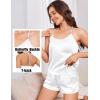 image:imageEkouaer Silk Satin Pajamas Set for Women Tback Lingerie Pjs Cami Top and Shorts Sleepwear Gift for Honeymoon PartyWhite