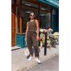 image:imageEkouaer Two Piece Sets for Women Summer Vacation Fashion Outfits Sleeveless Top Wide Leg Pants 2026 Lounge Sets S2XlBrown