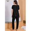 image:imageEkouaer Viscose from Bamboo Womens Pajama Sets Super Soft Short Sleeve Button Top and Pants Pj Sleepwear Sets SXXLBlack