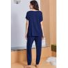 image:imageEkouaer Viscose from Bamboo Womens Pajama Sets Super Soft Short Sleeve Button Top and Pants Pj Sleepwear Sets SXXLDeep Blue