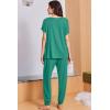image:imageEkouaer Viscose from Bamboo Womens Pajama Sets Super Soft Short Sleeve Button Top and Pants Pj Sleepwear Sets SXXLGreen