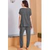 image:imageEkouaer Viscose from Bamboo Womens Pajama Sets Super Soft Short Sleeve Button Top and Pants Pj Sleepwear Sets SXXLGrey