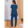 image:imageEkouaer Viscose from Bamboo Womens Pajama Sets Super Soft Short Sleeve Button Top and Pants Pj Sleepwear Sets SXXLNavy Blue