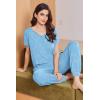 image:imageEkouaer Viscose from Bamboo Womens Pajama Sets Super Soft Short Sleeve Button Top and Pants Pj Sleepwear Sets SXXLOcean Blue