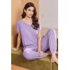 image:imageEkouaer Viscose from Bamboo Womens Pajama Sets Super Soft Short Sleeve Button Top and Pants Pj Sleepwear Sets SXXLPurple