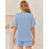 image:imageEkouaer Women 2 Piece Lounge Set 2026 Summer Cruise Outfits Ribbed Loose Short Sleeve Matching Sets with pocketBaby Blue