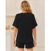 image:imageEkouaer Women 2 Piece Lounge Set 2026 Summer Cruise Outfits Ribbed Loose Short Sleeve Matching Sets with pocketBlack